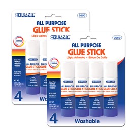 BAZIC Products Premium Glue Stick 8g/0.28 Oz.,White Glue Sticks, Multi-Purpose Acid Free, for Photos Paper Art Craft at School Home Office (4/Pack), 2-Pack