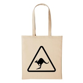 huuraa Jute Bag Kangaroo Kangaroo Attention Australia Gift Idea 10 Litre Shopping Bag Natural Cotton, natural