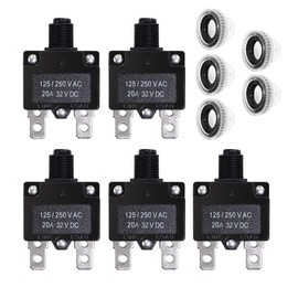 Fuzbaxy 5PCS 20Amp Circuit Breakers with Push Button Reset with Quick Connect Terminals and Waterproof Button Cap