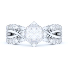 PRSTANI Sterling Silver Fancy Split Intersecting Infinity 1CT Simulated Round Brilliant Cut Diamond Promise Engagement Ring (6.5)