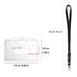2 Pcs ID Card Holders with Lanyard, Hard Clear Badge Holder, for ID Card Holder Office,School, ID Credit Cards,ID Clip,Pass Holder (2 Pcs Lanyard)