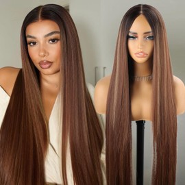 XC CLOUDS 32inch Synthetic Lace Front Wig13×5×1 Pre-Plucked Long Straight Lace Front Wigs Synthetic Hair,Heat-Resistant Hd Glueless Wigs 100 cm with 180% Density For Woman