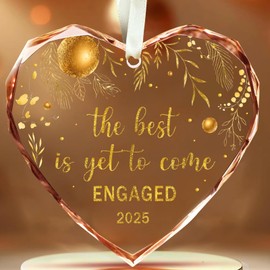 Engagement Gifts for Couples 2025, Gifts for Newly Engaged Couples, Engagements Ornament for Couple, Happy Engagement Gift for Her, Just Engaged Gift for Her, Friends - Heart Shaped Glass Ornament 3"