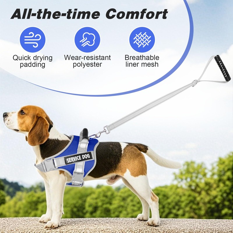 Dog Harness with Velcro Fastening, Anti-Pull Breathable Chest Harness, No-Pull