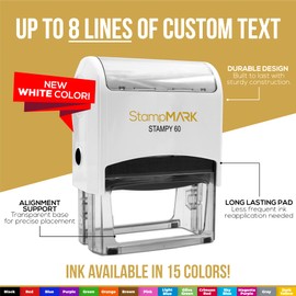 StampMark Customized Office Self Inking Stamp - Up to Eight Lines of Text - XX-Large - Choose from 15 Ink Colors
