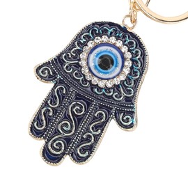 Restokki Evil Eye Keychain, Turkish Evil Eye Hamsa Hand Keychain, Gold Lucky Blessing Keychain for Handbag Hook Home Decoration, As in Pictures