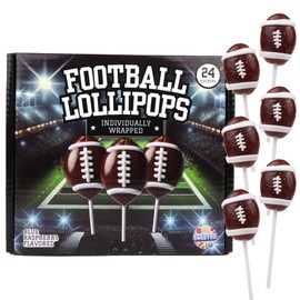 Football Lollipops, Individually Wrapped Sports Suckers, Blue Raspberry Flavored, Team Party Favors, 24 Count Box, 10.16 Ounces