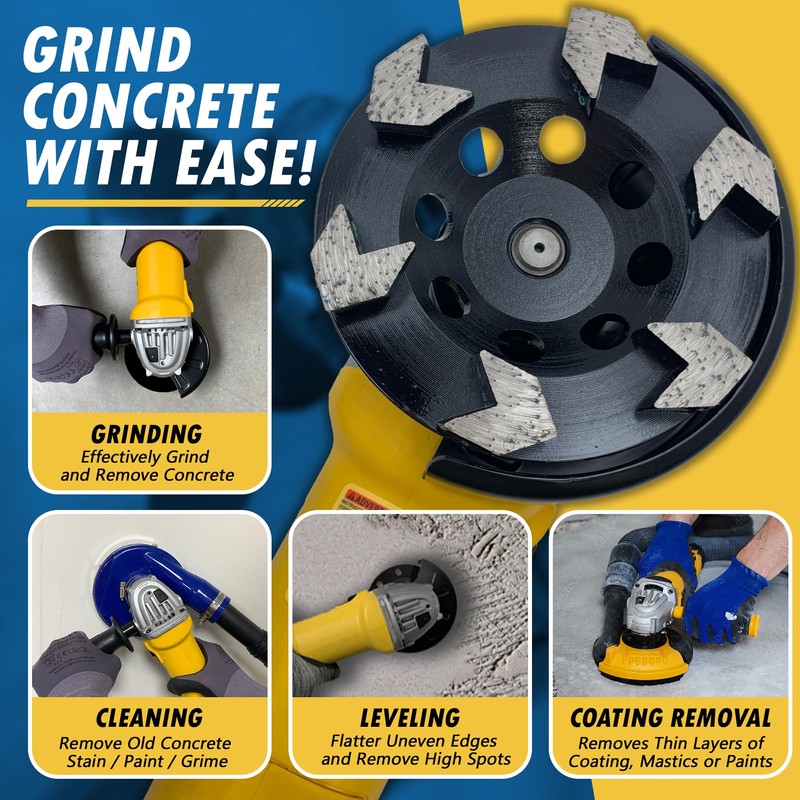 4.5" High Performance Diamond Grinding Wheels for Concrete, Paint, Epoxy,