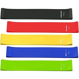 Bandas de Resistencia, Set de 5 Elástico Ejercicio Bandas para Entrenamiento de Fitness Corporal con Bolsa de Transporte para Hombres y Mujeres