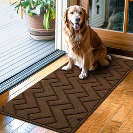 hicorfe Indoor Doormat,Front Back Door Mat Rubber Backing Non Slip Door Mats 20"x31.5" Absorbent Resist Dirt Entrance Doormat Inside Floor Mats for Entryway Wash Low-Profile(Dark Brown)