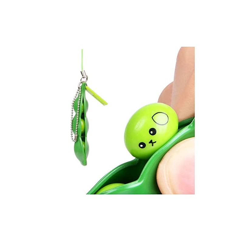 EROSPA® Funny Face Sugar Pea Bean Squeeze Keyring, Green