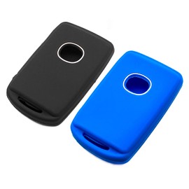 EYANBIS Silicone Key Fob Cover Fit for Mazda 3 6 CX-3 CX-30 CX-5 CX-50 CX-9 CX-90 MX-30 EV 3 Sport MX-5 Miata 3 4 Button Keys on Side | Car Accessories | Remote Key Protection Case - Black & Blue