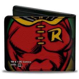 Buckle-Down Unisex-Adult's PU Bifold Wallet-Robin Chest/Logo, Multicolor, 4.0" x 3.5"
