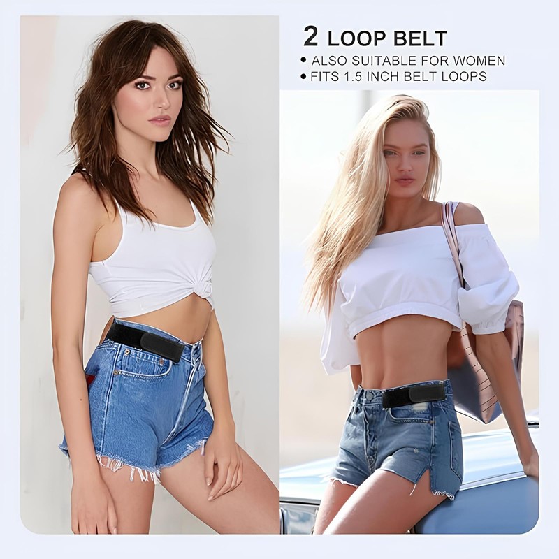 Vinuwu No Buckle Belts for Men 2 Pack No Buckle