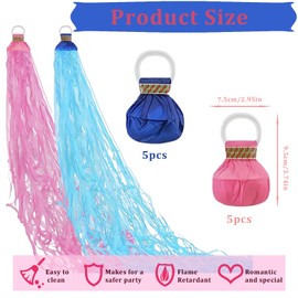 10 Pack Hand Throw Streamers Poppers,Blue Pink Hand Throw Crepe Paper Streamers for Party.Pastel Blue Pink Streamers Poppers with 30 Poppers Ribbons,No Mess Confetti for Birthday Baby Shower