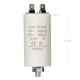 CABLEPELADO Starting Capacitor Electric Motor Permanent Capacitor Single Phase 4-Pin Suitable for Pumps, Compressors, Washing Machines, Air Machines 450 VAC 8.0uF