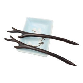 Real Sic Natural Sandalwood Hair Sticks for Women - Set of 2 - Sustainable Retro Boho Fashion Chopsticks/Wood Hair Pins for Long Hair (Earth)