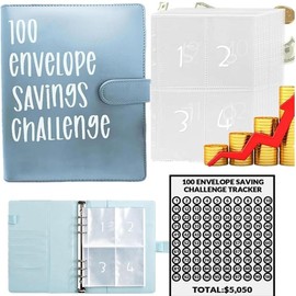 【CLOUDSEA】100 Envelopes Money Saving Challenge Money Saving Binder 100 Envelope Challenge Binder Savings Binder Envelope A5 Savings Challenge Book:_red