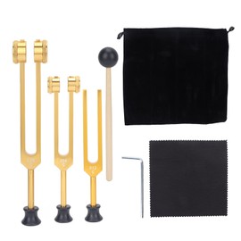 KooingTech Tuning Forks for Healing, 128Hz, 256Hz, 512Hz Tuning Fork, Tuning Fork Set Frequency Healing Devices Body Weighted Tuning Forks for Yoga Sound Reliever Stress Musical (Gold)