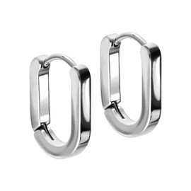FILANGO 1 Pair Surgical Steel Hoop Earrings | Oval | Earring Clicker Ear Jewellery | Choice of Colours, Stainless Steel