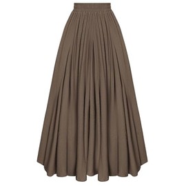 Scarlet Darkness Women Renaissance Long Maxi Skirt High Waist Flowy A Line Skirts Brown M