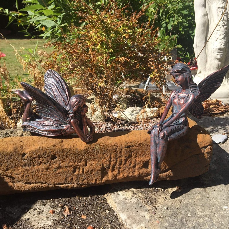 Set of 2 Garden Fairy OrnamentS 12cms tall/Statue Angela and