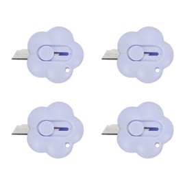 PATIKIL Box Cutters, 4 Pcs Retractable Letter Opener Cloud Shaped Small Package Opener Envelope Slitter for DIY Envelope Mail Opening Paper Cutting, Purple (1.8x1.8Inch)