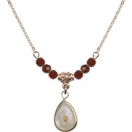 Bonyak Jewelry 18 Inch Hamilton Gold Plated Necklace w/ 4mm Red January Birth Month Stone Beads and Mustard Seed