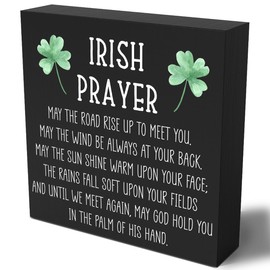 Funny Irish Prayer Wooden Box Sign Plaque May the Road Rise up to Meet You Wood Box Sign Rustic Art Home Shelf Desk Decor 5 X 5 Inches