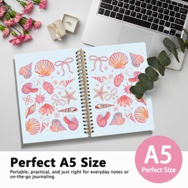 LIANHW Beach Pink Seashell Notebook, Preppy Coastal Ocean Notebooks for Note Taking, Ocean Conch Journal, Aesthetic Beachy Journals for Writing, Gifts for Beach Lovers, 5.5x8.3 Inch