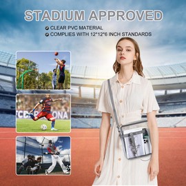 Oraben Clear Bag Stadium Approved 12x6x12 Clear Tote Bag with Removable Strap Clear Lunch Bag for Work Sports Festival (Main Pocket Only, Grey)