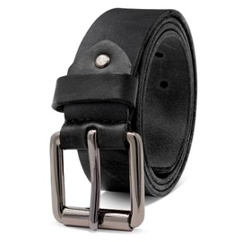 Royalz Men’s Full Grain Leather Belt with Thorn Buckle, Vintage Style, Robust 4 mm Buffalo Leather, 38 mm - Black , size: 100