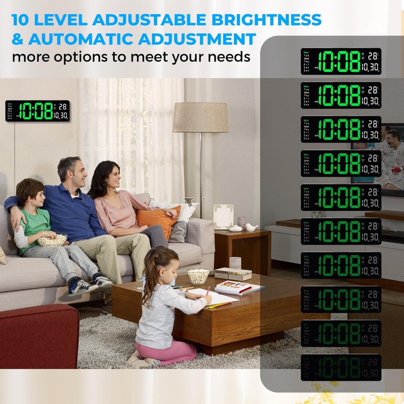 Sukeen Digital Wall Clock, 13" Digital Clock Wall Clock Alarm