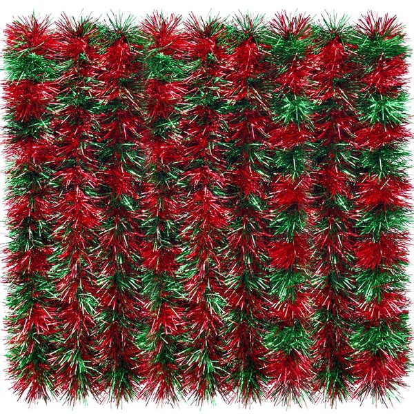 eBoot 32.8 Feet Christmas Tinsel Garland Metallic Tinsel Garland Shiny Hanging Christmas Tree Decoration Wreath Wedding Xmas Party Supplies (Red and Green)