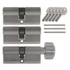 3x Door Cylinder Lock 70 mm 35/35 mm Simultaneous Locking