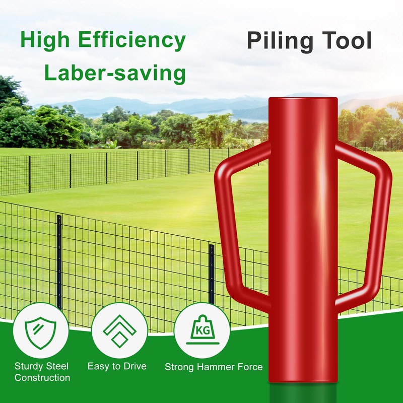 FOREHOGAR Fence Post Driver with Handle,17LB Hand Post Pounder,3.7 inches