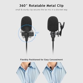 Paquete de 2 micrófonos Lavalier compatibles con DJI MIC 2, RODE Wireless Go ll, micrófono de solapa TRS de 3.5 mm para transmisores de micrófono, voz clara y tamaño mini, ideal para transmisión, Vlog