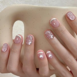 Noerrors Extra Short French Tip Press on Nails Cat Eye Real Super Short Square Cute Acrylic False Nails Small Fake Nails Lovely White Pink Glue on Nails Full Cover for Girls XS 30pcs Set