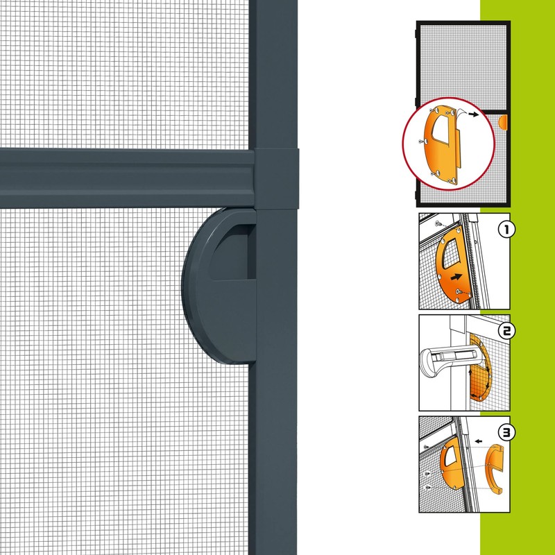 Windhager Fly Screen Aluminium Handle Set One Piece Anthracite Tenter