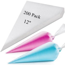 200 Pieces Disposable Piping Bags - 14 Inch, Anti Burst Pastry Bags, Tipless Piping Bags, Icing Bags, Frosting Bags, Piping Bag, Cookie Decorating Supplies