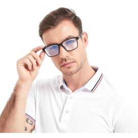 JFXQDR Men's Blue Light Blocking Glasses, Fake Nerd Square Frame Computer Gaming Screen Eyeglasses Anti Glare & UV RF6207 (Black & Blue)