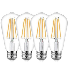 12V Edison Bulb 6W E26 12V LED Bulb 3000K 60W Equivalent, AC/DC 12V 24V Low Voltage LED Light Bulb for RV Camper Marine, Off Grid Cabin, 4 Pack