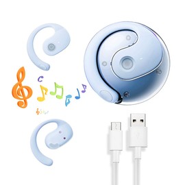 Sonicefit Bluetooth 5.4 Wireless Earbuds, Open Ear Hanging Headphones with Noise Cancellation, Bass Boost Wireless Ear Buds for Running/Workout, Secure Fit Sports Earphones (30H Playtime) (Blue)