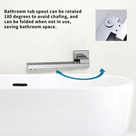 KAITAIHD Wall Mounted Tub Faucet Concealed Bath Taps 180 Degree Swivel Bathtub Filler Spout, G 1/2 Interface, Chrome