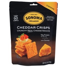 Sonoma Creamery, Cheddar Crisps, Crunchy Real Cheese Snacks, 10g Protein, Gluten Free, 2.25 Oz (Pack of 12)