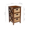 eHemco 3 Tier X-Side End Storage Cabinet with 3 Wicker