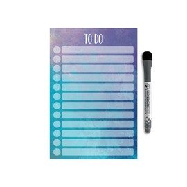 Dry Erase to Do List Vinyl Whiteboard Sticker Decal by Glassboard Studio | Removable & Reusable | Magnetic Fine-Tip Marker Included (6 x 9 inches, Watercolor)