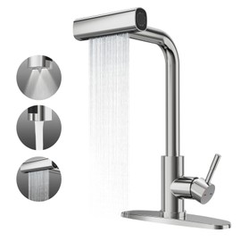 Waterfall Kitchen Sink Faucet 3 in 1 Function - 3 Modes (Sweep/Stream/Waterfall) | Stainless Steel Kitchen Faucet with 360° Swivel | Modern Design for Kitchen, Bar, Laundry, RV