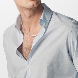 GAVU Men’s Shell Pearl Beaded Necklace, Pearl Necklace for Men 20"