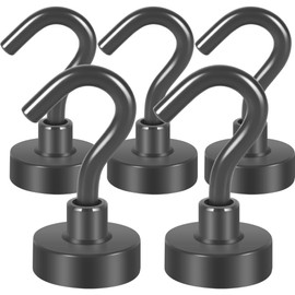 Neosmuk Magnetic Hooks, Cruise Ship Essentials, 30lb+ Heavy Duty Magnetic Hooks for Cruise Cabins, Refrigerator, Grill, Hanging, and Travel | Extra Strong Must-Haves Magnet Hook,Grey,5 Pack